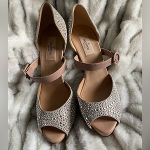 Valentino Nude Bedazzled Heels